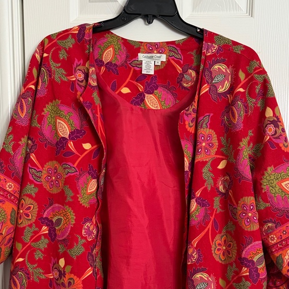 Coldwater Creek Red Paisley Linen Blend Jacket | Size 3X | Lightweight Layer - Picture 2 of 4